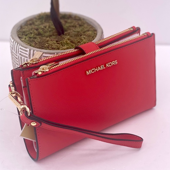 Michael Kors Handbags - Michael Kors DoubleZip Wallet Wristlet Dark Sangria